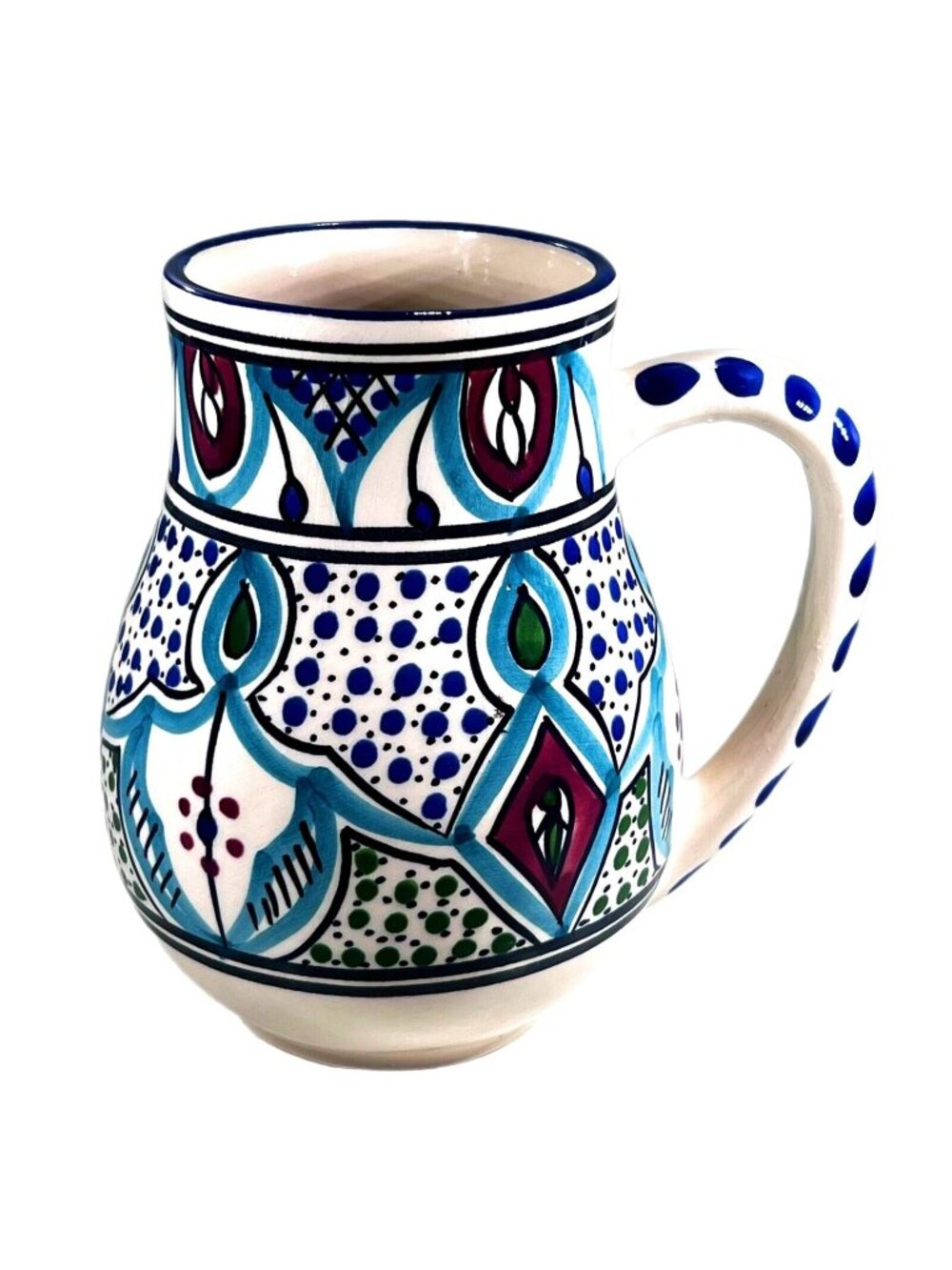 Le Souk Céramique Malika Stoneware Mug Hand Painted Large Tunisia Ceramic 5.75"